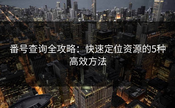 番号查询全攻略：快速定位资源的5种高效方法