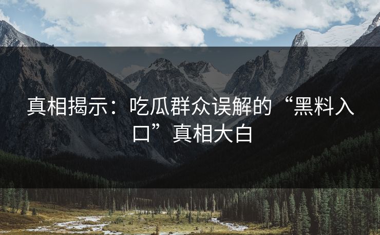真相揭示：吃瓜群众误解的“黑料入口”真相大白